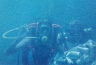 ... scouring the deep for litter