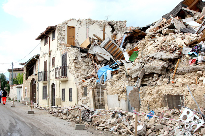 L''Aquila earthquake, buildings in rubble