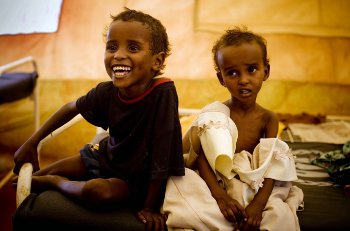 The famine in the Horn of Africa has forced millions of people, such as the children above, to flee to refugee camps [EPA