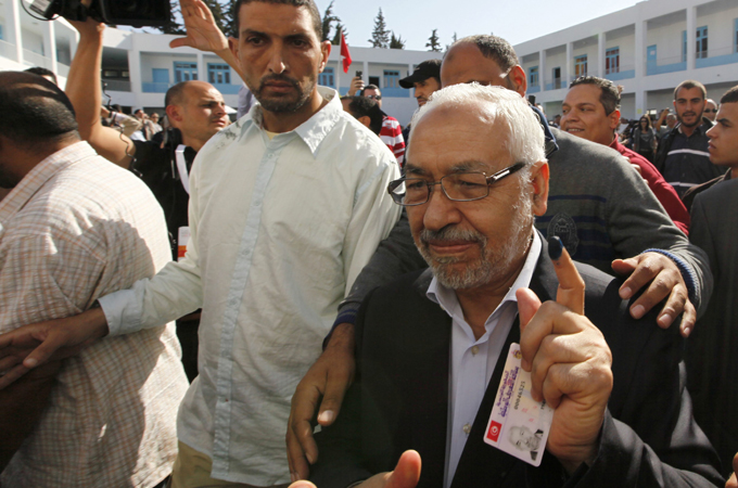Rached Ghannouchi after voting
