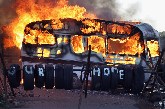 Caravan burns at Dale Farm