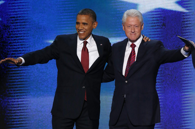 Clinton and Obama