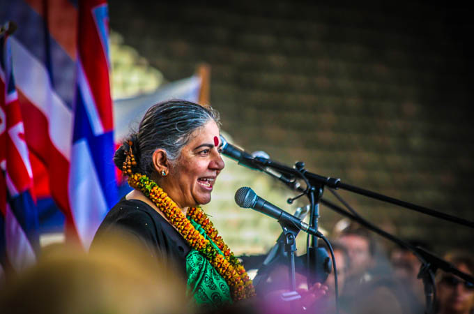 Dr Vandana Shiva travelled from India to the US state of Hawaii to speak about GMO crops [Kai Markell/Al Jazeera]