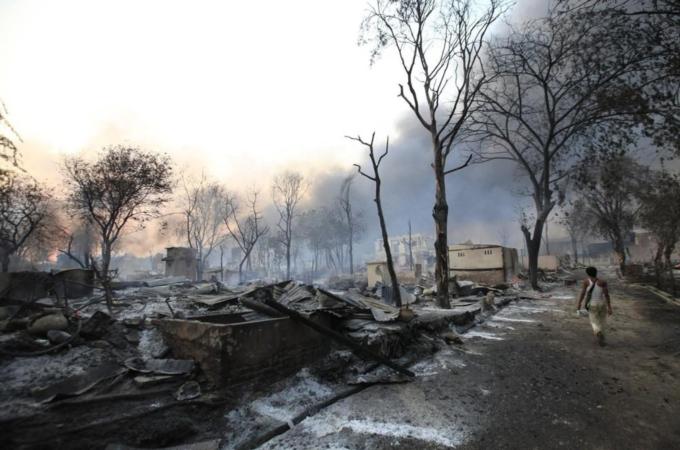 A man walks in Meikhtila
