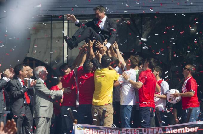 Gibraltar coach Allen Bula was on a high after Gibraltar were granted UEFA membership in May [AFP]