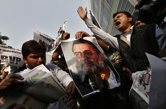 Tejpal's alleged sex crime is dominating TV talk shows and triggered protests on the streets [Reuters]