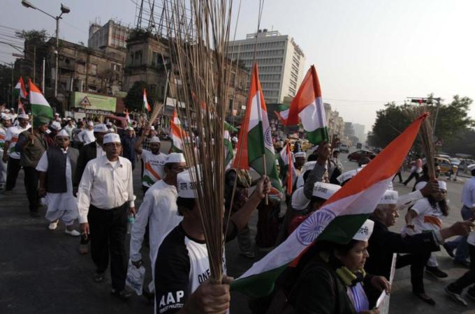 The Aam Admi Party was born out of the anti-corruption movement few years ago [AP]