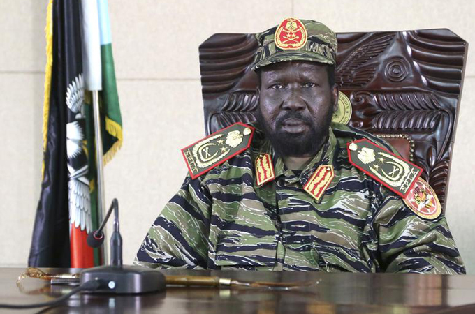 South Sudan's President Salva Kiir donned military attire while addressing the country [Reuters]
