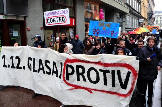 Croatians voted for a clause in the constitution defining marriage as a union between a man and a woman [EPA]