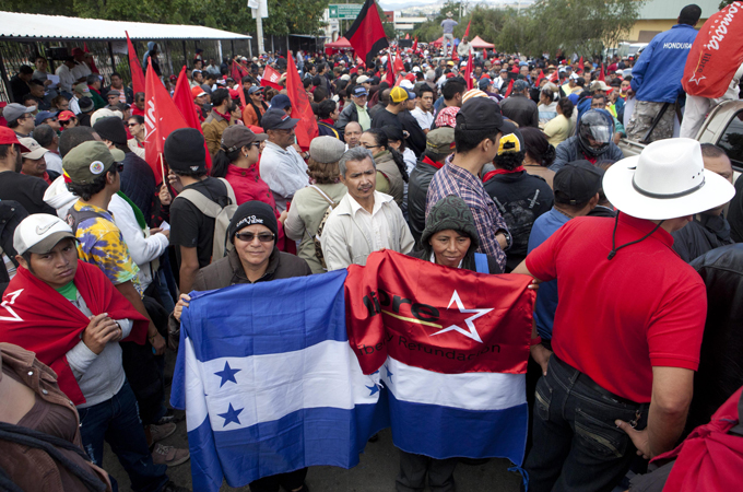 Opposition supporters protested against the announced election results in Honduras [EPA]