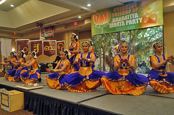 NRIs gathered at the start of the Hindu New Year to campaign for Modi in New Jersey [Purvi Thacker/ Al Jazeera]