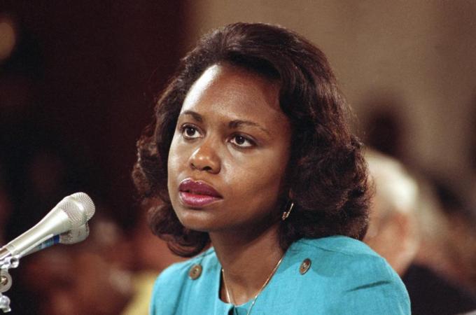 Twenty-three years after Anita Hill's testimony at the US Senate hearings, little has changed in societal attitudes towards victims of sexual crimes, writes Moschella [AP]