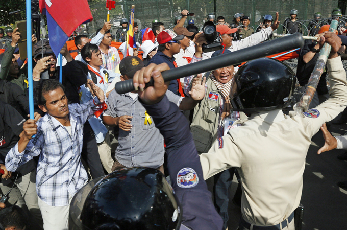 Multiple anti-government protests have been held in Phnom Penh since elections in July last year [AFP]