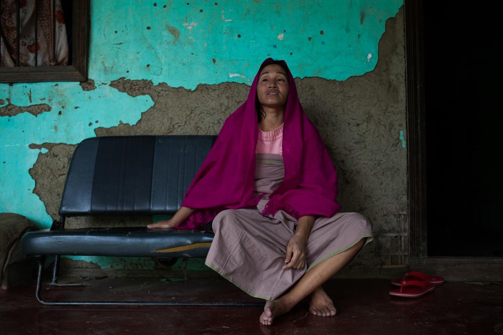 <p>Gangarani Kongkhang, 38, is a visually-impaired woman whose husband Deban Kongkhang was killed after a hail of bullets were fired into the van he was driving, allegedly by the Thoubal District Police Commandos at Patpan Lamkhai in Imphal. The government vowed to punish the perpetrators. She was promised a government job and financial compensation but six years later she has received nothing. She lives on handouts and takes care of her two children aged seven and 12.</p>