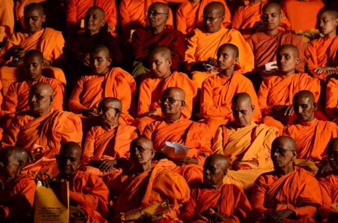 Wirathu told the crowd in Colombo that the patience of Buddhists is seen as a weakness [AFP]