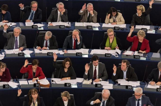 The European Parliament urged the commission 'to propose a communication strategy to counter the Russian propaganda campaign', writes Keulen [EPA]