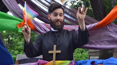 Andrea Giuliano at a Gay Pride parade in Budapest [Courtesy: Andrea Giuliano]