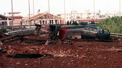Italian anti-mafia judge Giovanni Falcone, his wife Francesca Morvillo and three bodyguards were killed in a bomb explosion on Palermo's motorway near Capaci, Sicily, Italy. [EPA/STR]