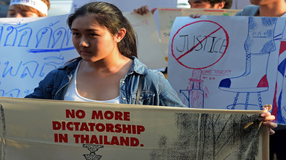 students protested in Bangkok