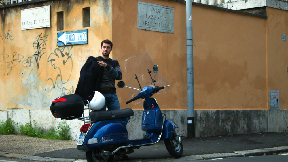 Stefano Filauro took his Vespa with him when he went to study abroad [Antonella Corigliano/Al Jazeera]