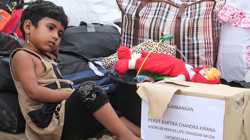 Rohingya refugees relocated to temporary shelters at Blang Adoe, Kuta Makmur subdistrict [Getty]
