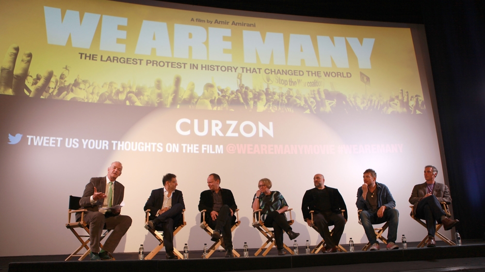 Jon Snow, Amir Amirani, Philippe Sands, Lindsay German, Omid Djalilli, Damon Albarn and Greg Wise attend a special screening of ''We Are Many'' at The Curzon Mayfair in London [Getty]