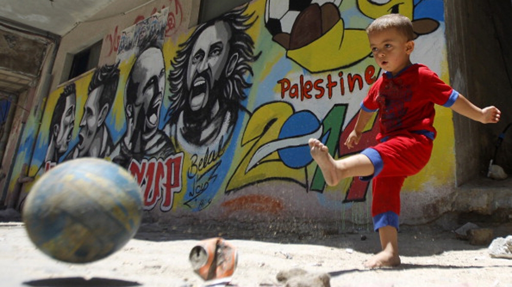 PALESTINIAN-GAZA-THEME-FOOTBALL-FBL-WC-2014-OFFBEAT