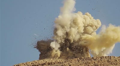 One of two Palmyra mausoleums blown up by ISIL [AP]