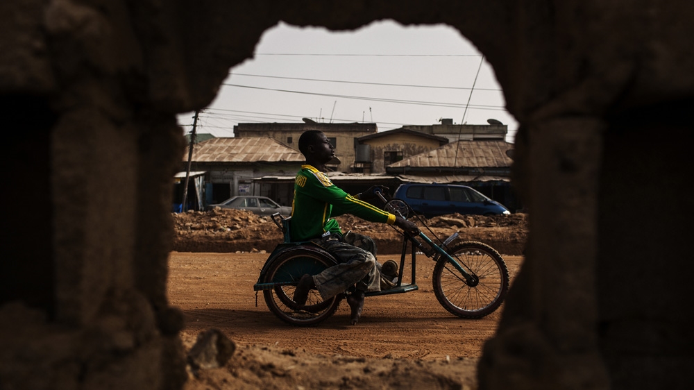A polio survivor on his way to para-soccer training [Diego Ibarra Sanchez/MeMo]