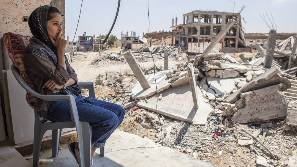 Lara takes a break during her work in Shejaia [Edmee van Rijn] 