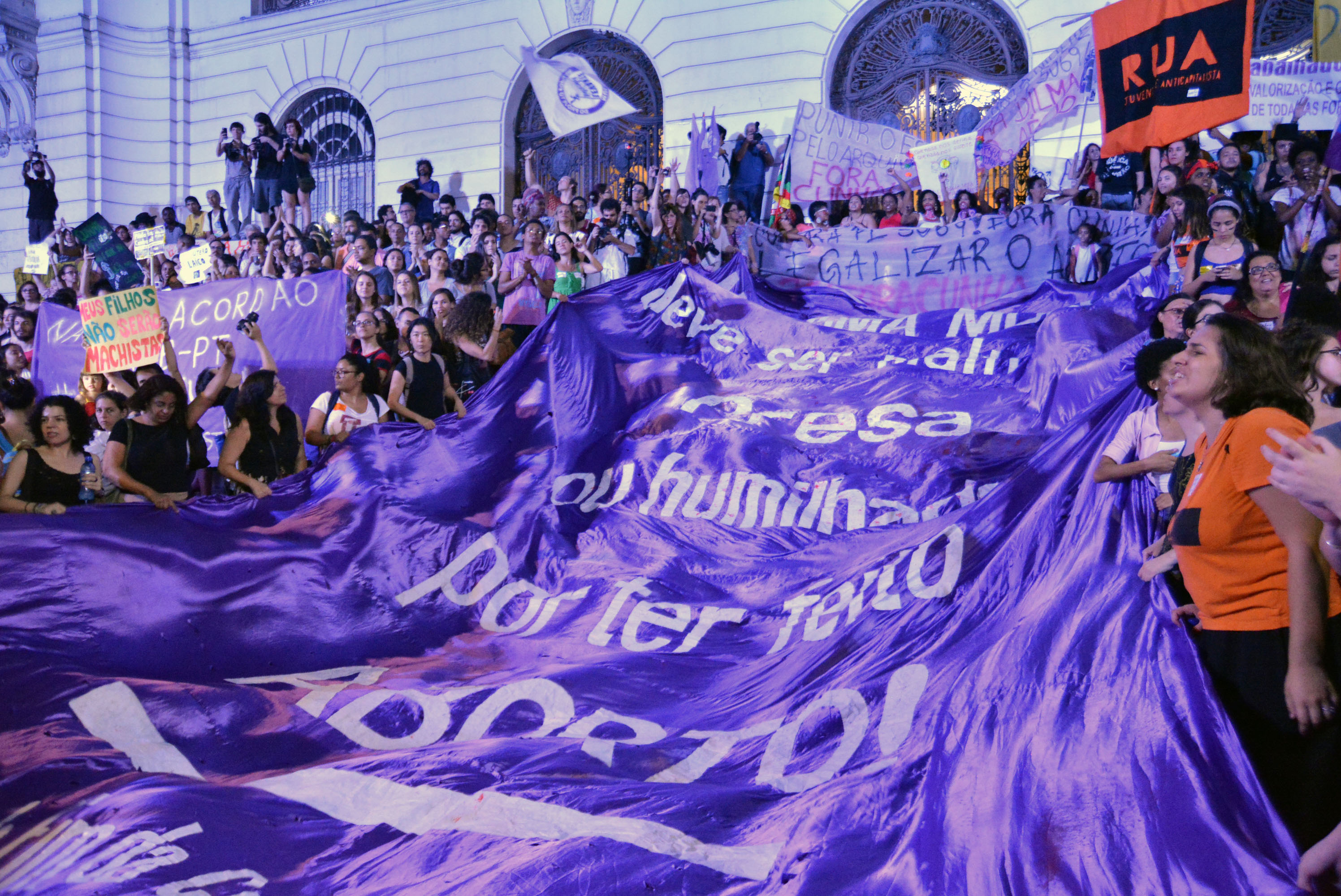 Women protest against proposed changes to the abortion law, which would affect rape victims, at a Women's Spring event titled