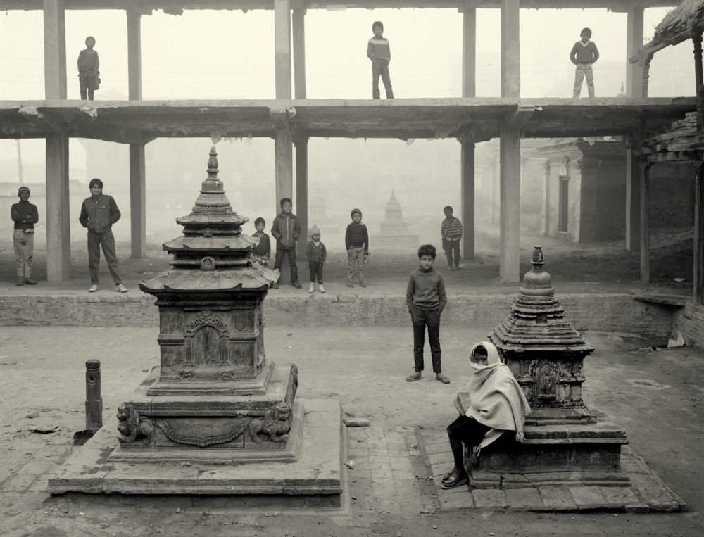 Ee Bahal, Patan, 1987. Children on their way home from school stand amid the half-constructed concrete carpet factory at the site of the ancient Buddhist monastery of Ee Bahal. From the exhibition 'Portraits of Nepal' [Kevin Bubriski]The Instagram account Nepal Photo Project went live on April 26, one day after the earthquake. The feed was part documentation, part aid resource - by sharing locations and stories, relief workers and volunteers were able figure out what people needed and where they were [Nepal Photo Project]