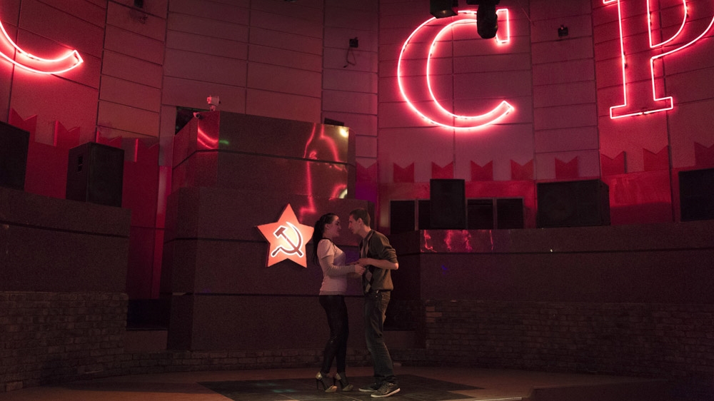 The USSR nightclub in Donetsk, the regional capital of Donbass, is the main destination for a special night out. [Janos Chiala and Tali Mayer/Al Jazeera]  