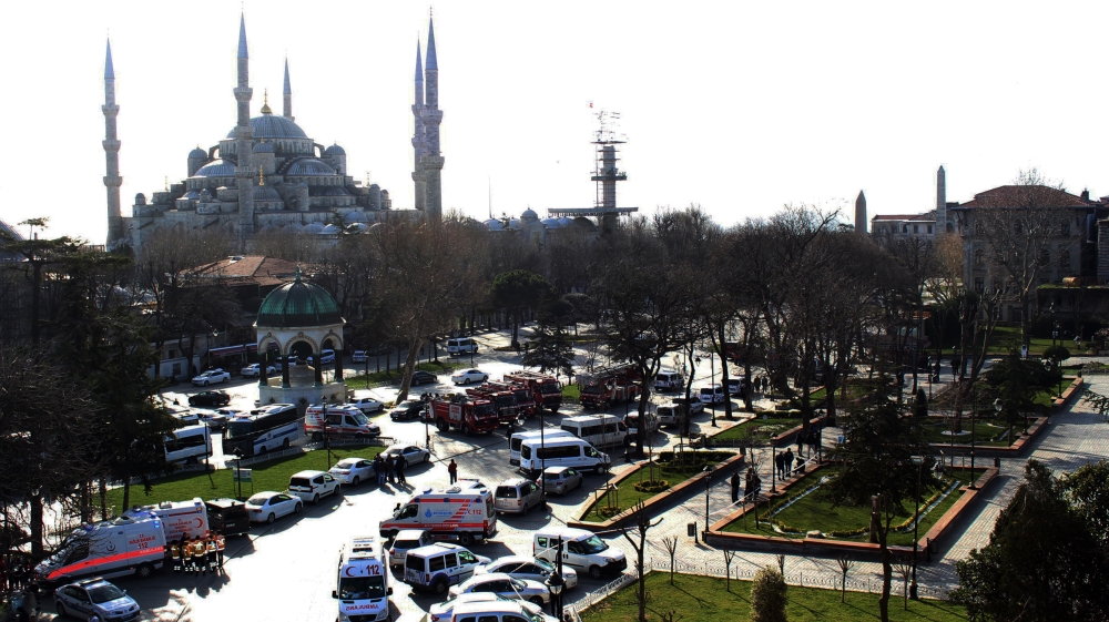 Police were conducting searches outside the cordoned-off area in case a second bomber is involved [IHA via AP]