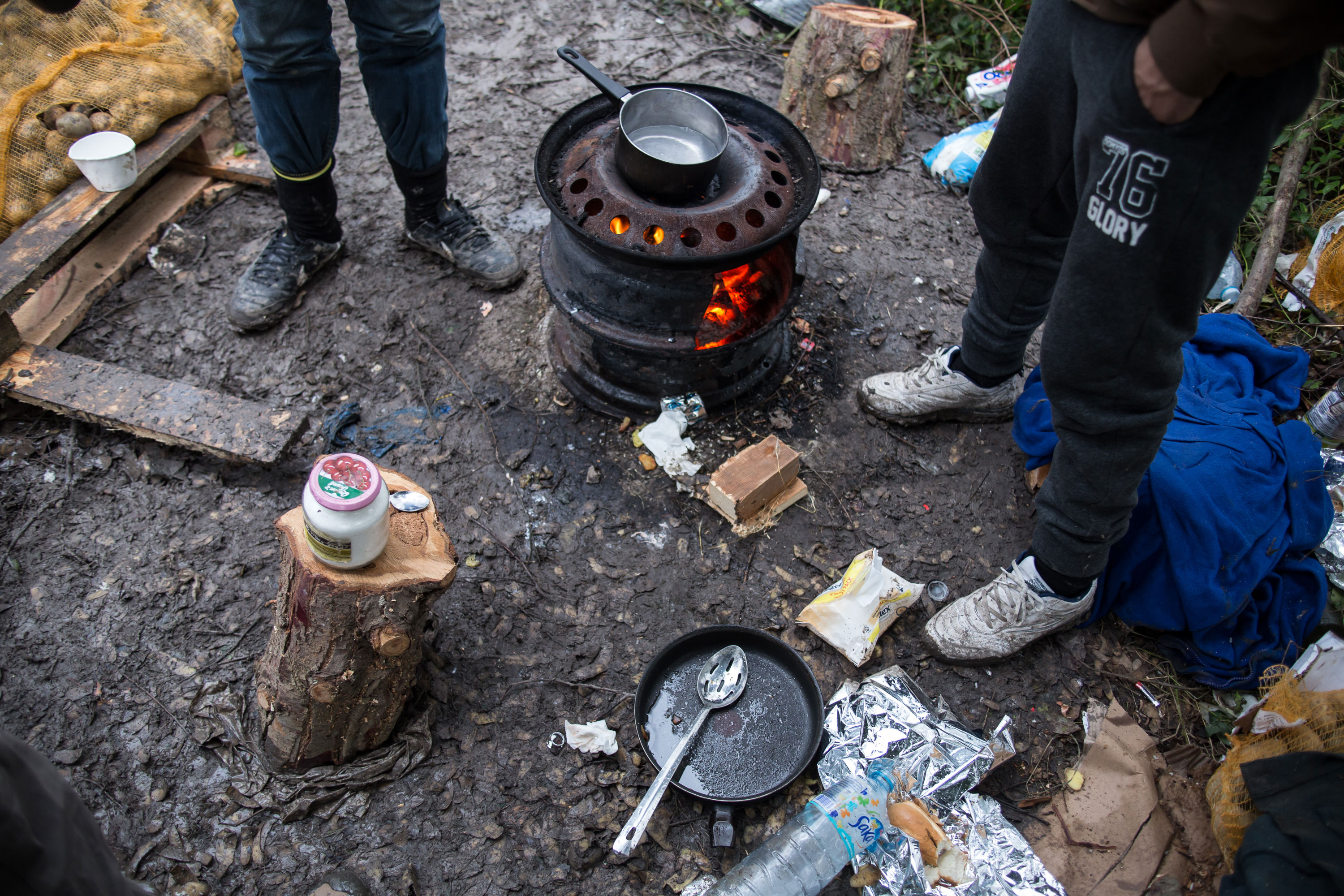 Kurdish refugees, Dunkirk camp/ Please Do Not Use