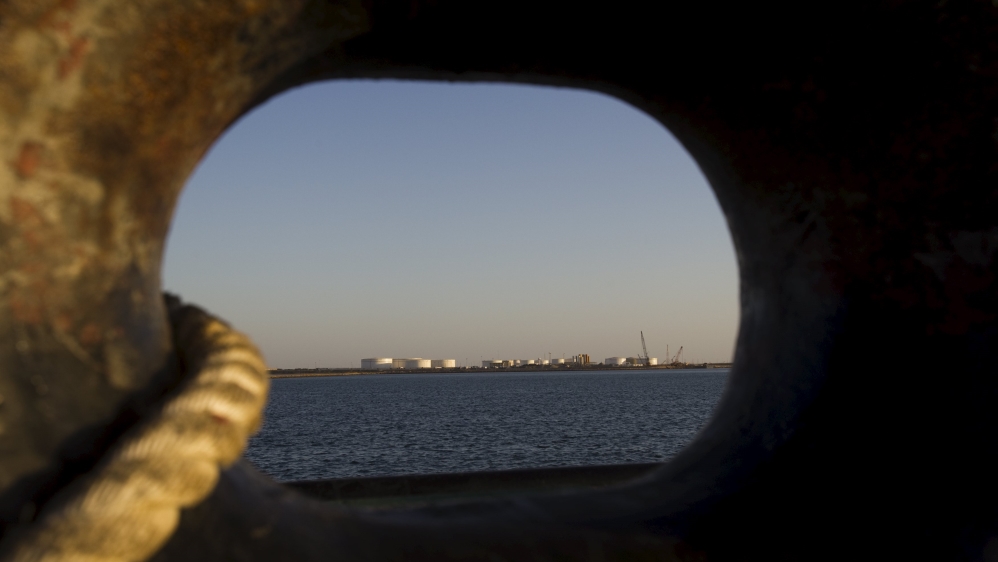 A general view of an oil dock is seen from a ship at the port of Kalantari in the city of Chabahar, east of the Strait of Hormuz [REUTERS]