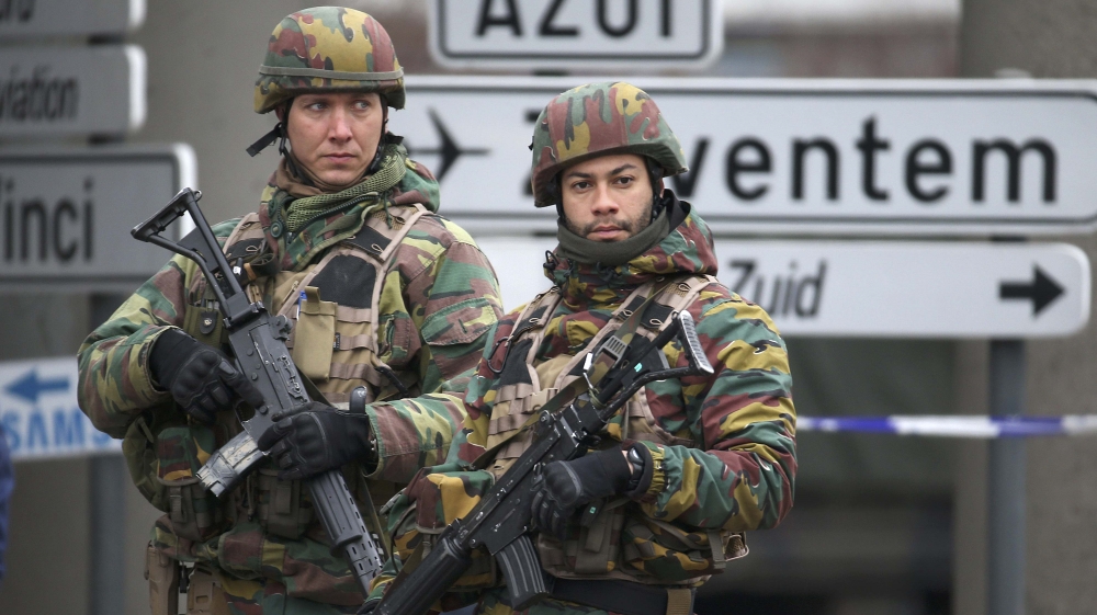 Belgian troops control a road leading to Zaventem airport following Tuesday''s airport bombings in Brussels, Belgium [REUTERS]