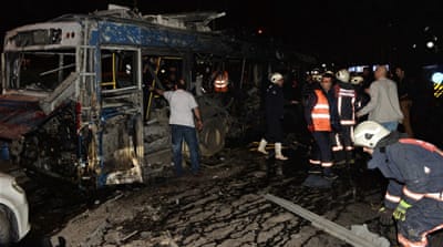 Firefighters try to help people after an explosion in Ankara. [EPA]