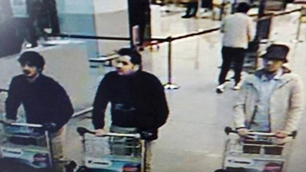CCTV surveillance image shows what Belgian officials believe may be suspects in the Brussels airport attack