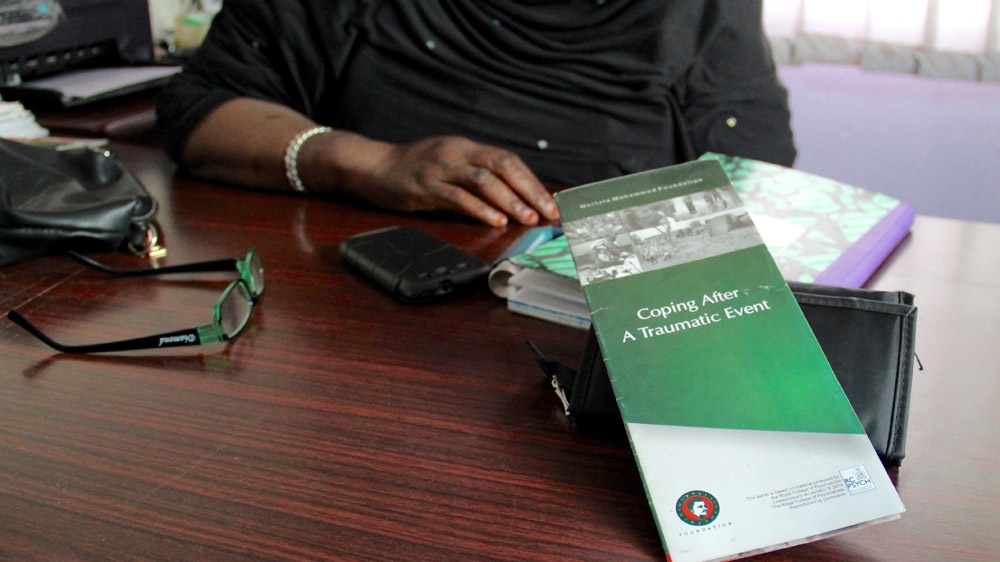 Balaraba Ramat Yakubu works at the Murtala Muhammed Foundation as a programme officer for trauma counselling [Femke van Zeijl/Al Jazeera]