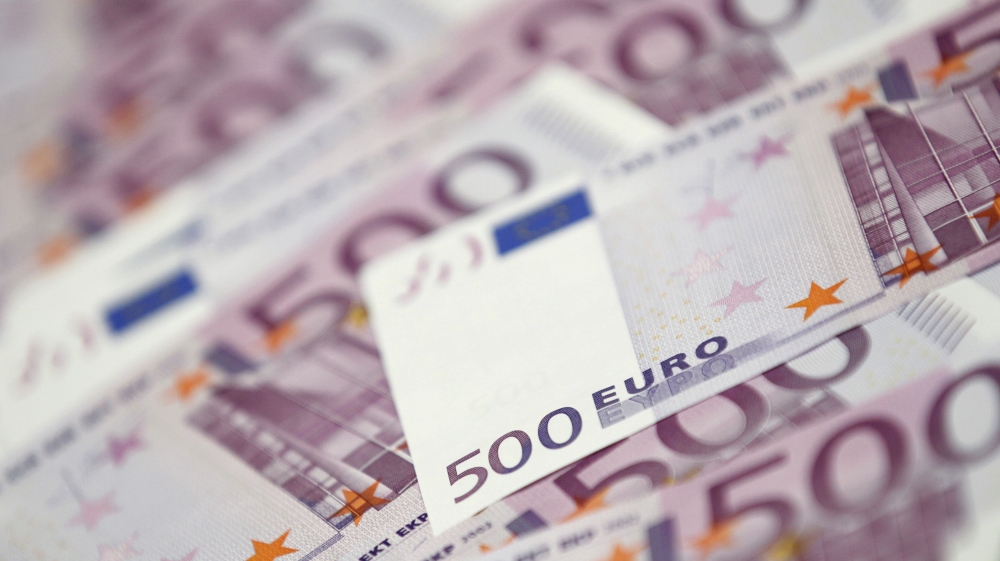 File photo of 500 euro notes in a photo illustration at a bank in Seoul