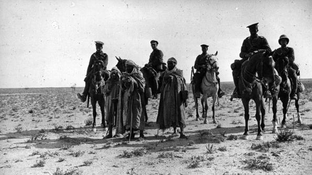 Soldiers on horseback in the Iraqi desert during the Mesopotamian campaign, circa 1916 [Getty]