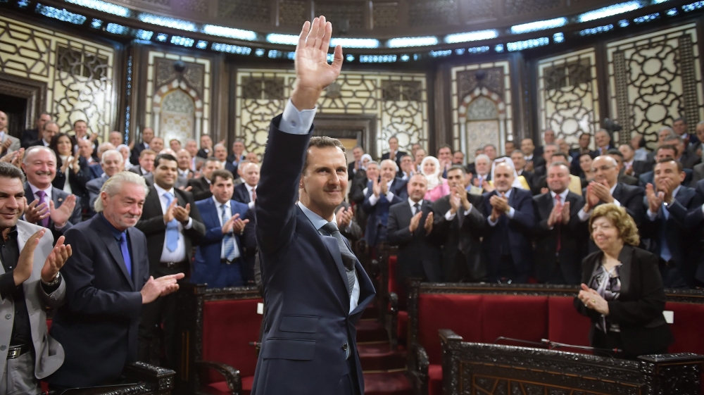 Bashar al-Assad speaks in the Parliament
