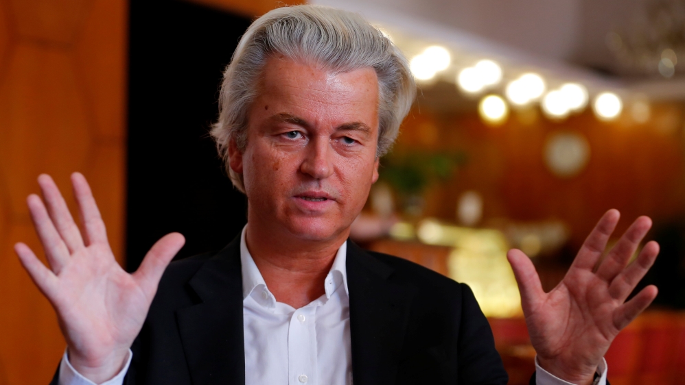 Dutch far-right Party for Freedom leader Wilders answers questions during a Reuters interview in Budapest