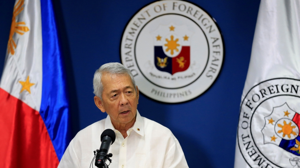 Philippine Foreign Secretary Perfecto Yasay gives a brief statement regarding the tribunal ruling on the South China Sea during a news conference at the Department of Foreign Affairs headquarters