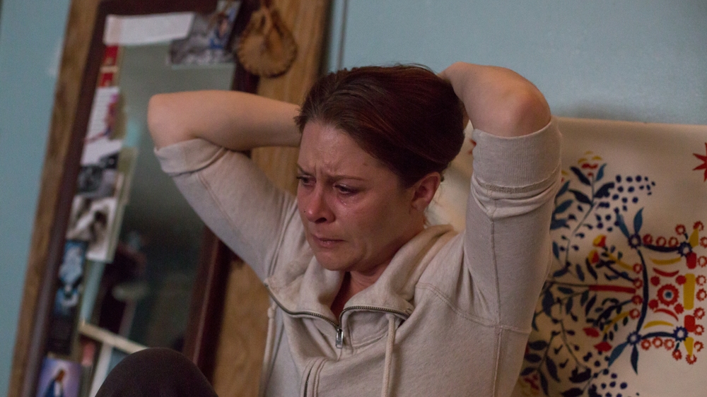  Becca Weiss recalls the circumstances that led to her living in the motel [Carolyn Bick/Al Jazeera] 