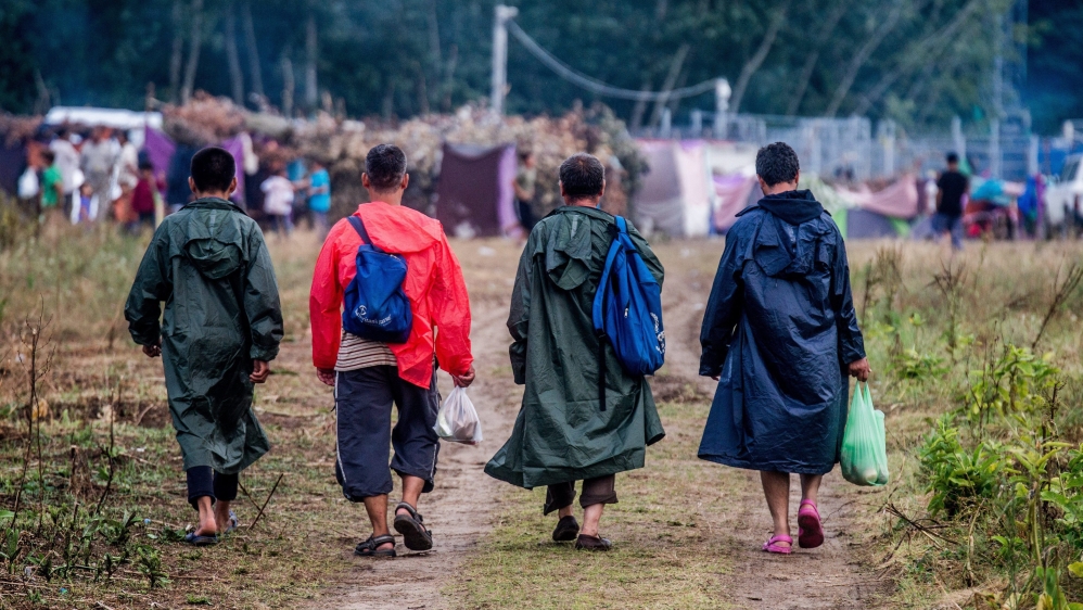 Migrants during hunger strike at Hungarian-Serbian border