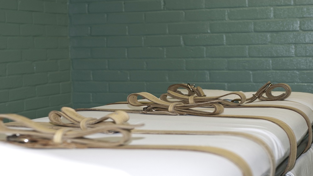 The death chamber is seen at the federal penitentiary in Huntsville, Texas
