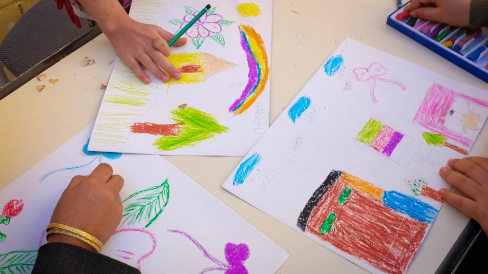 
More than 60 children are participating in the Rainbow Centre’s programming [Megan O’Toole/Al Jazeera]
