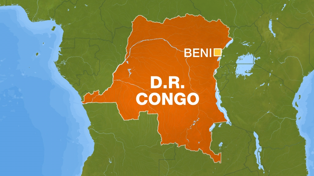 Map of Beni town in the Democratic Republic of Congo (DRC)